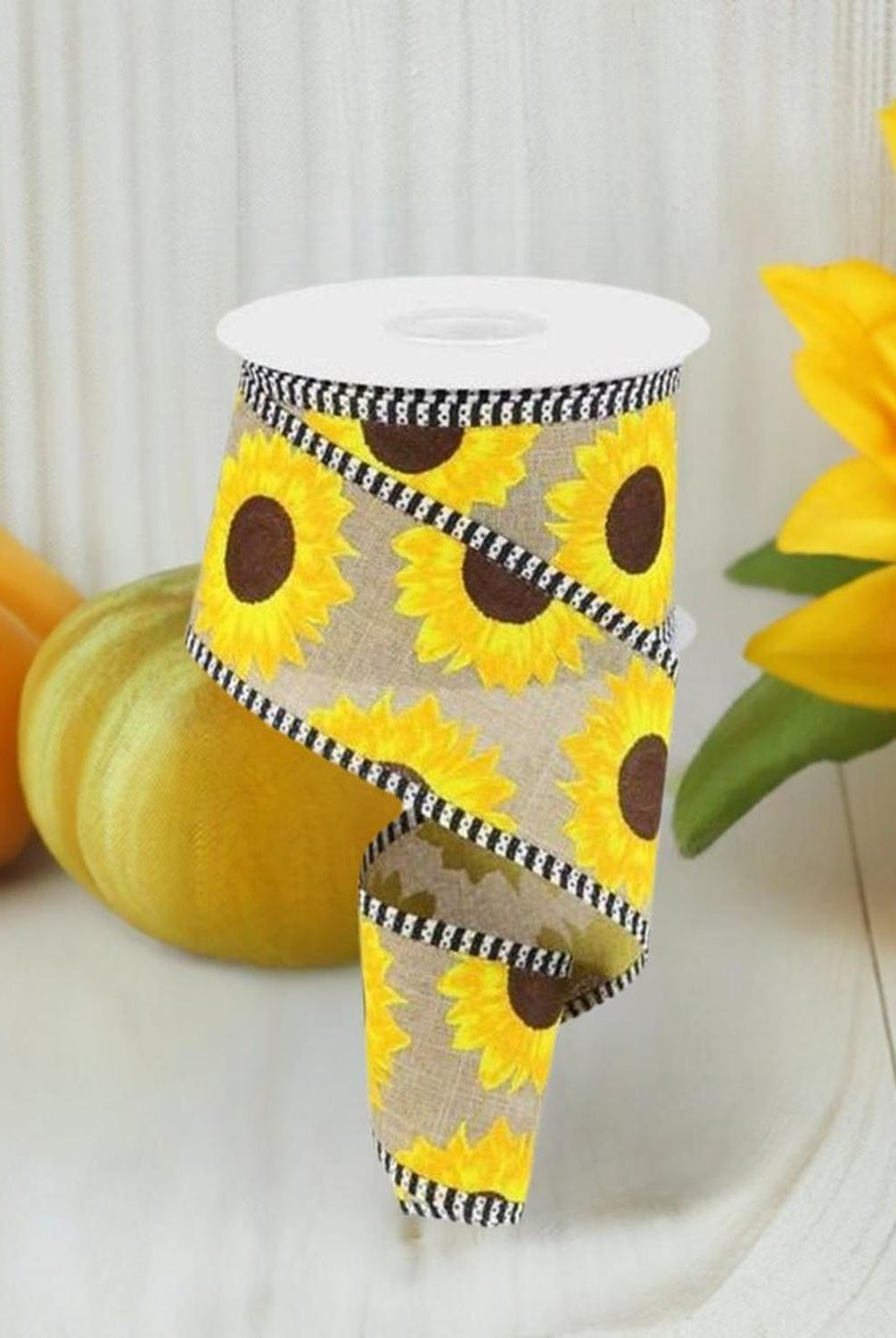 Shop For 2.5" Sunflower Thin Stripe Ribbon: Beige (10 Yards) at Michelle's aDOORable Creations