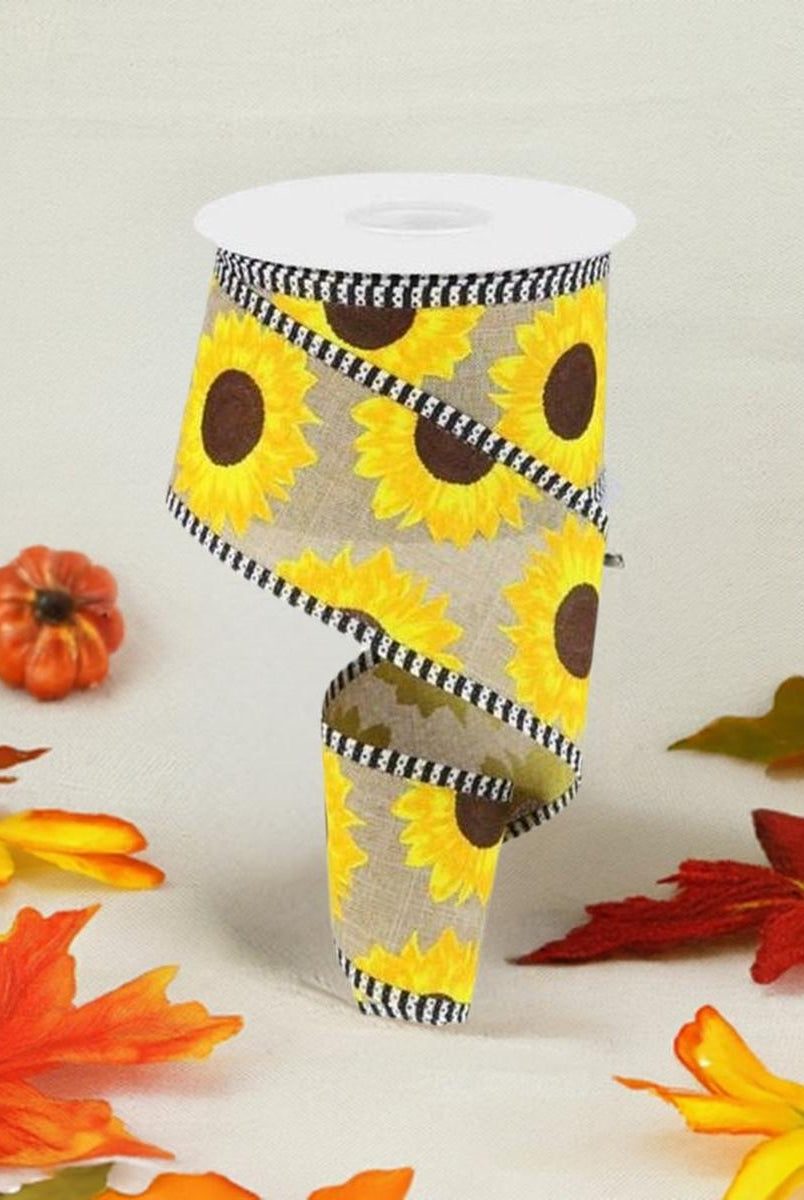 Shop For 2.5" Sunflower Thin Stripe Ribbon: Beige (10 Yards) at Michelle's aDOORable Creations