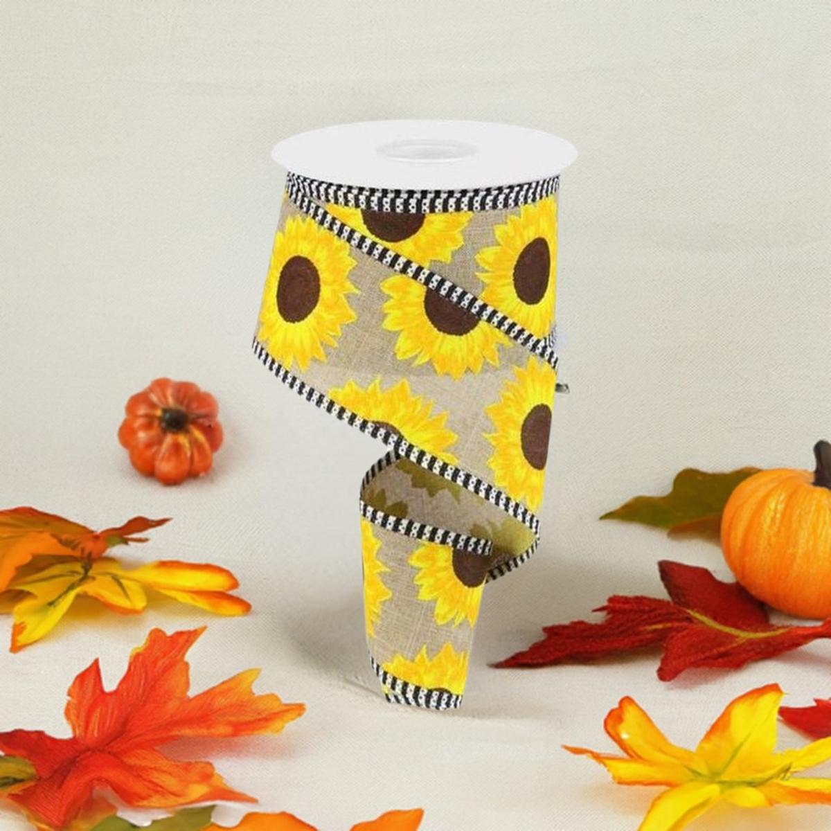 Shop For 2.5" Sunflower Thin Stripe Ribbon: Beige (10 Yards) at Michelle's aDOORable Creations