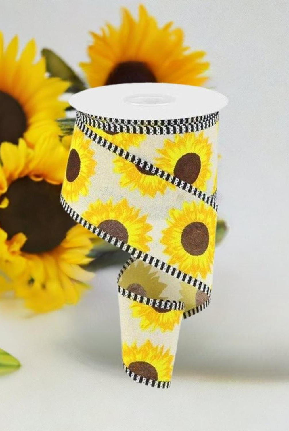 2.5" Sunflower Thin Stripe Ribbon: Cream (10 Yards)