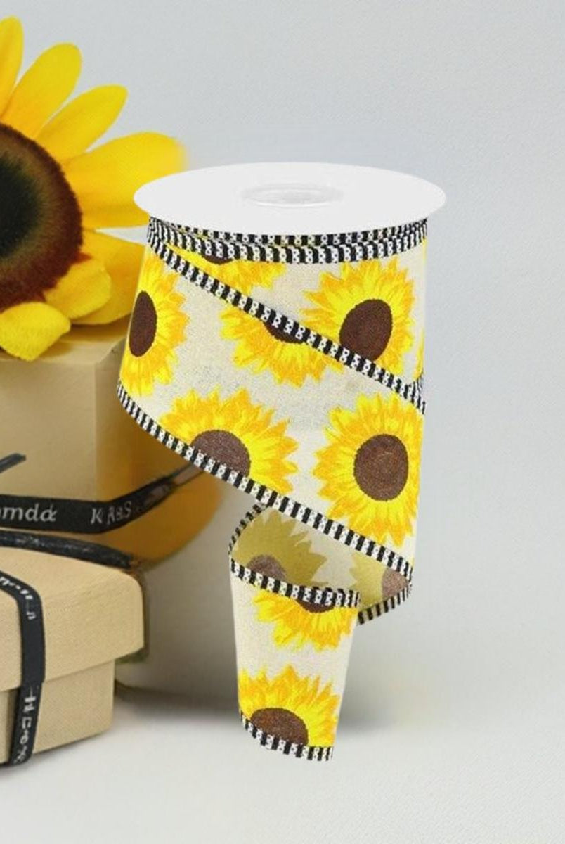 Shop For 2.5" Sunflower Thin Stripe Ribbon: Cream (10 Yards) at Michelle's aDOORable Creations