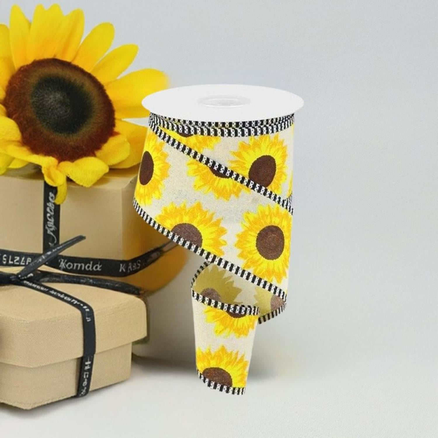 Shop For 2.5" Sunflower Thin Stripe Ribbon: Cream (10 Yards) at Michelle's aDOORable Creations