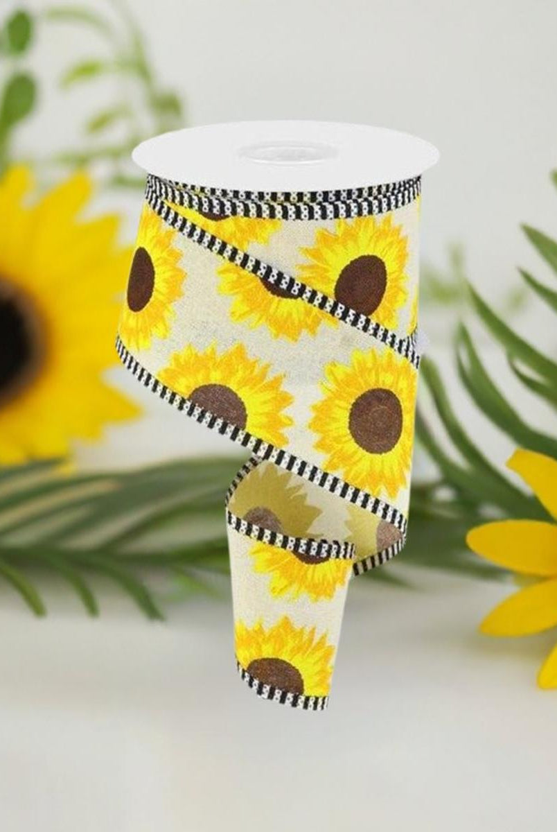 Shop For 2.5" Sunflower Thin Stripe Ribbon: Cream (10 Yards) at Michelle's aDOORable Creations