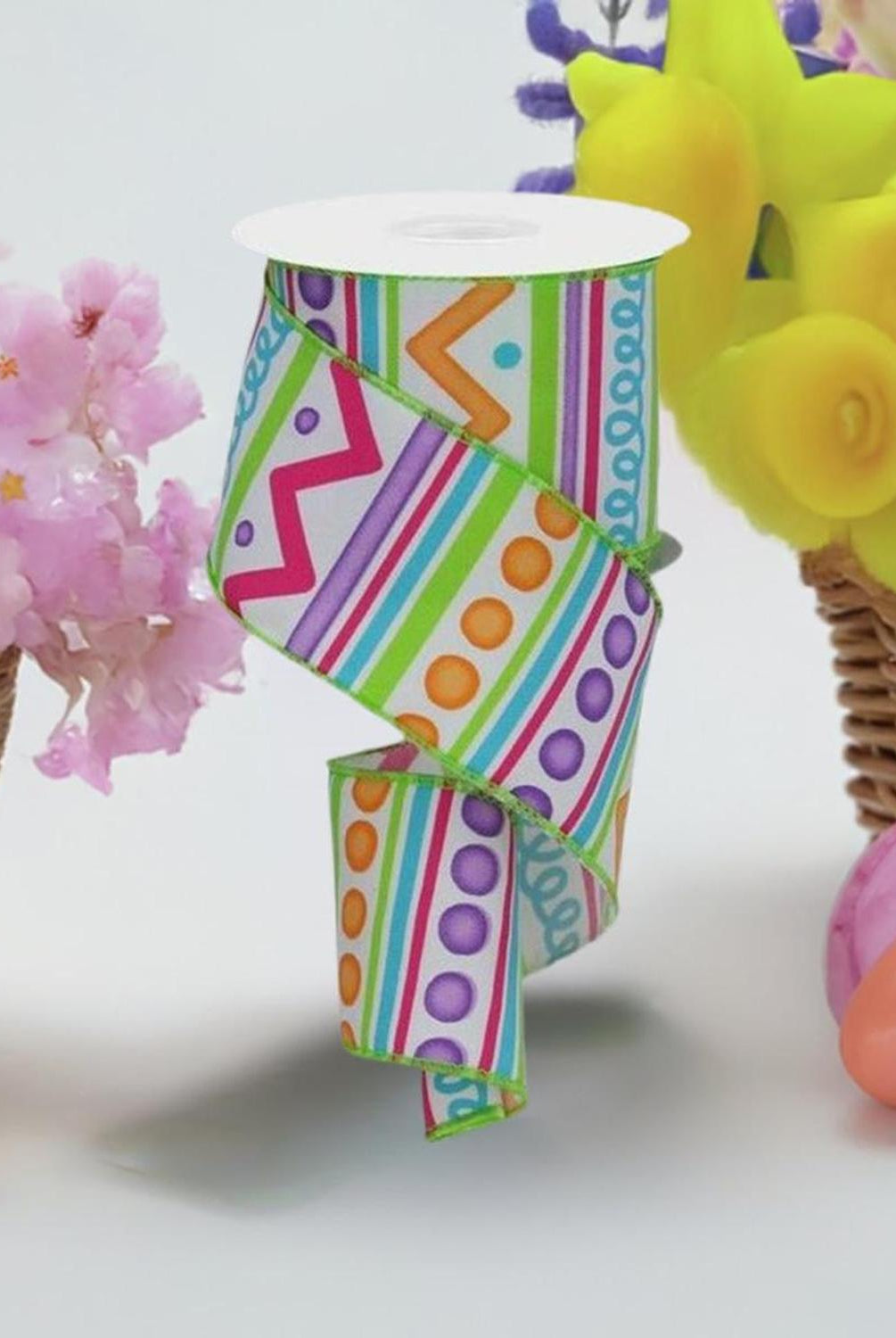 Shop For 2.5" Tribal Stripes Ribbon: White (10 Yards) at Michelle's aDOORable Creations