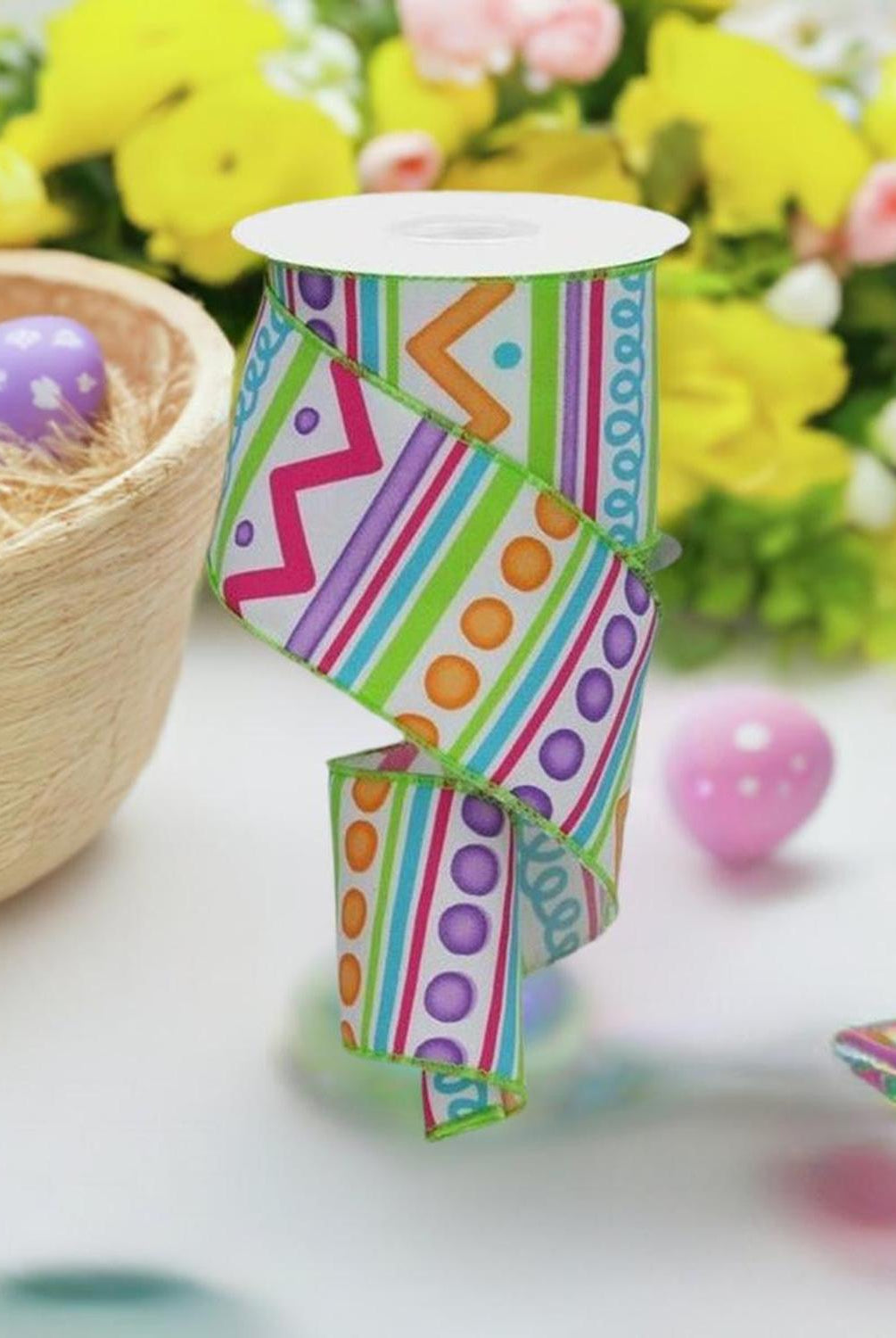 Shop For 2.5" Tribal Stripes Ribbon: White (10 Yards) at Michelle's aDOORable Creations