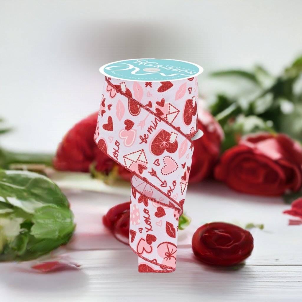 Shop For 2.5" Valentine Graphics Ribbon: White (10 Yard) at Michelle's aDOORable Creations