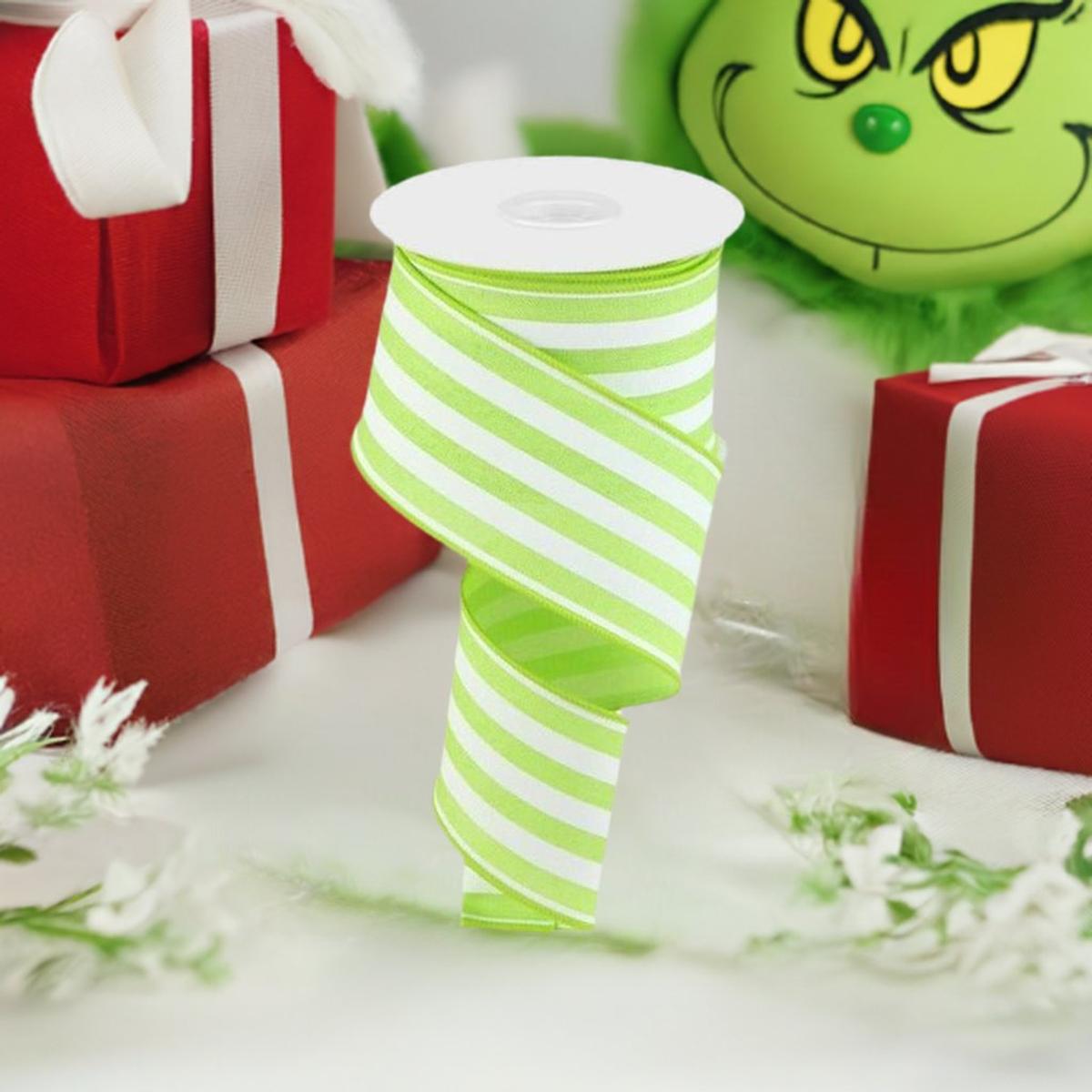 Shop For 2.5" Vertical Stripe Ribbon: Bright Green (10 Yards) at Michelle's aDOORable Creations
