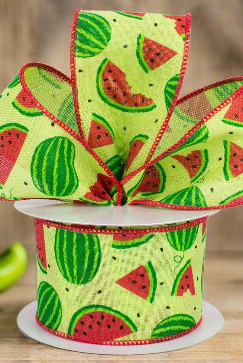 Shop For 2.5" Watermelon Slices Canvas Ribbon: Bright Green (10 Yards) at Michelle's aDOORable Creations