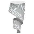 Shop For 2.5" Welcome Royal Ribbon: Light Grey (10 Yards) at Michelle's aDOORable Creations