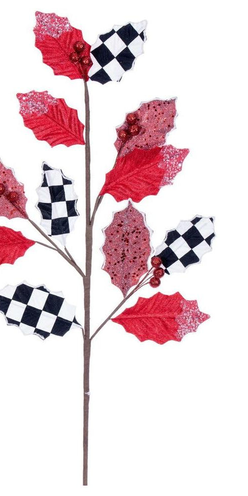 26" Red, White, Black Leaf Spray (Set of 4) - Michelle's aDOORable Creations - Sprays and Picks