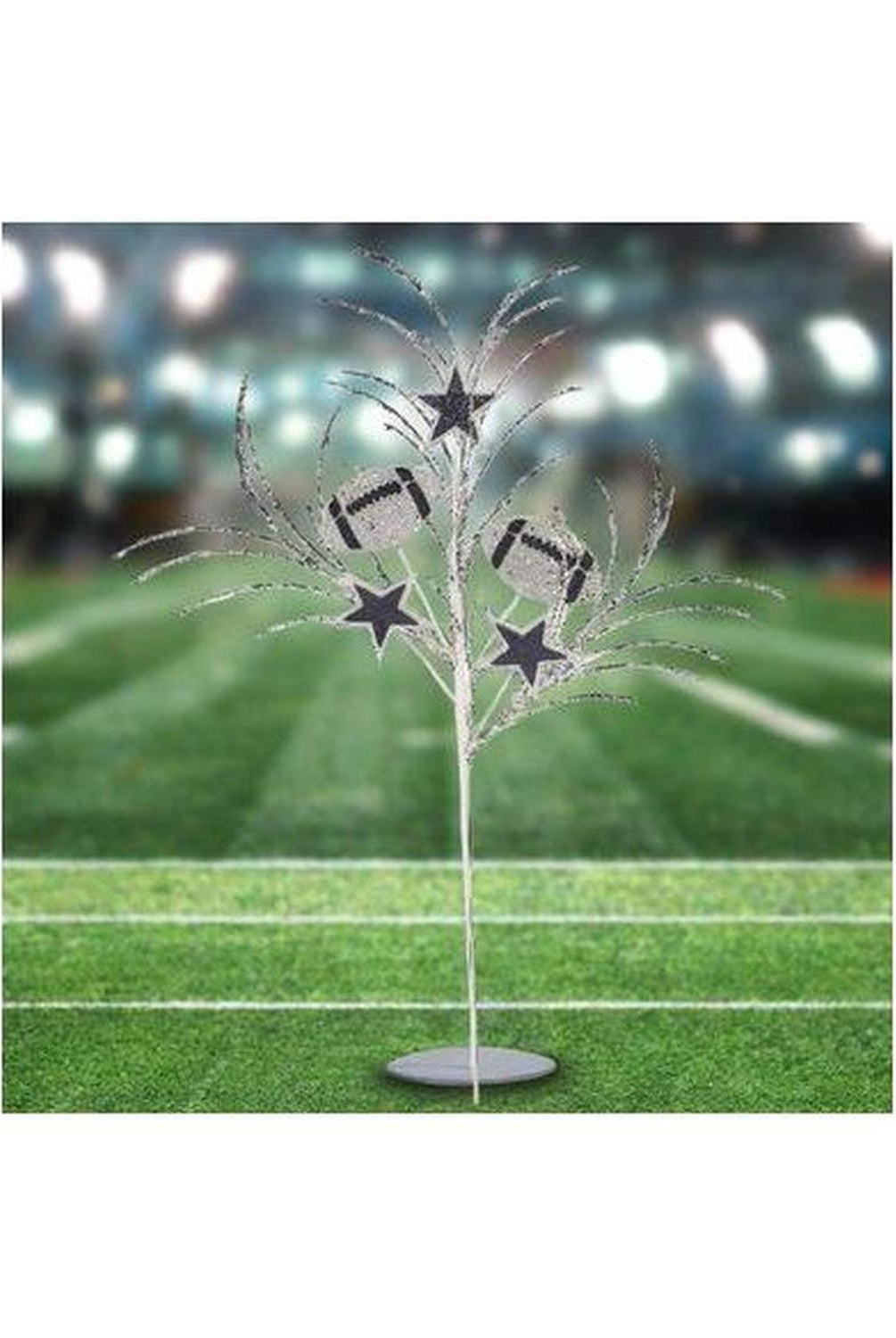 29" Glitter Star and Football Pick: Navy Blue & Silver