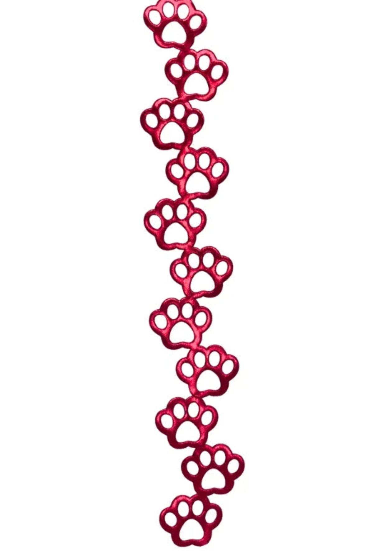Crimson red shiny metallic paw print homecoming garland streamer