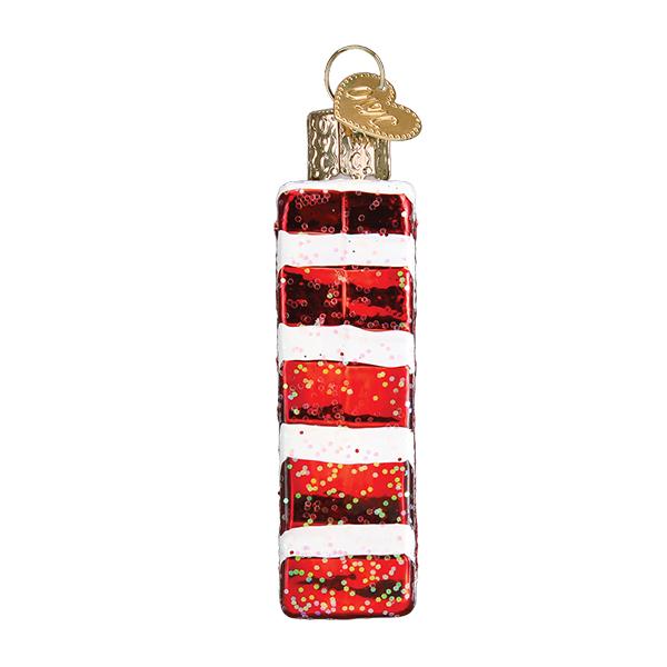 Glass Letter to Santa ornament featuring red and white stripes with glitter accents and a gold heart-shaped charm.