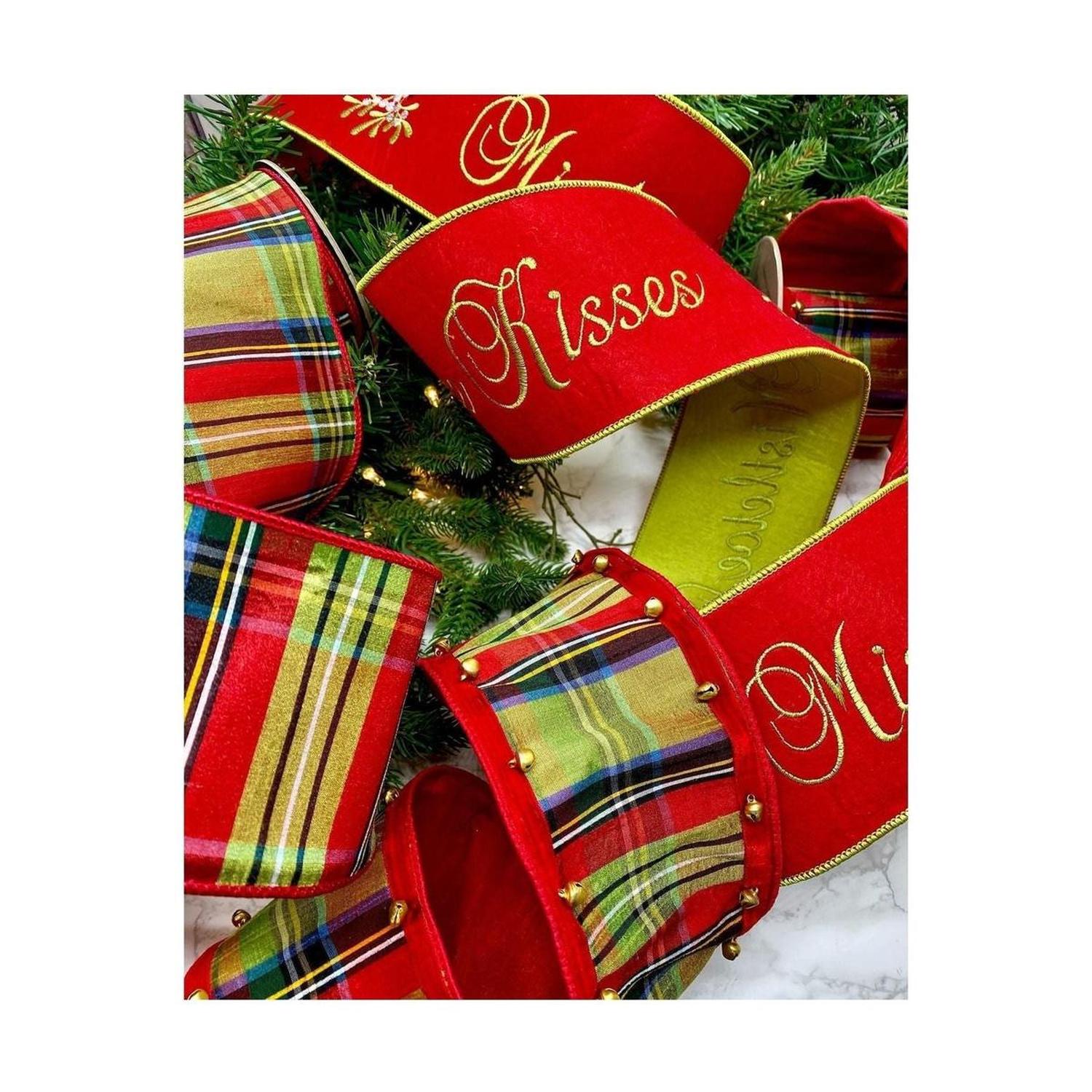 Shop For 4" Embroidery Mistletoe Kisses Felt Ribbon: Red (5 Yards) at Michelle's aDOORable Creations