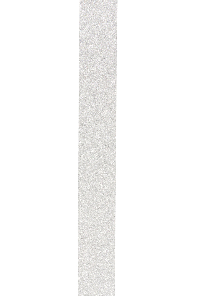 Silver diamond dust homecoming ribbon with sparkling glitter texture