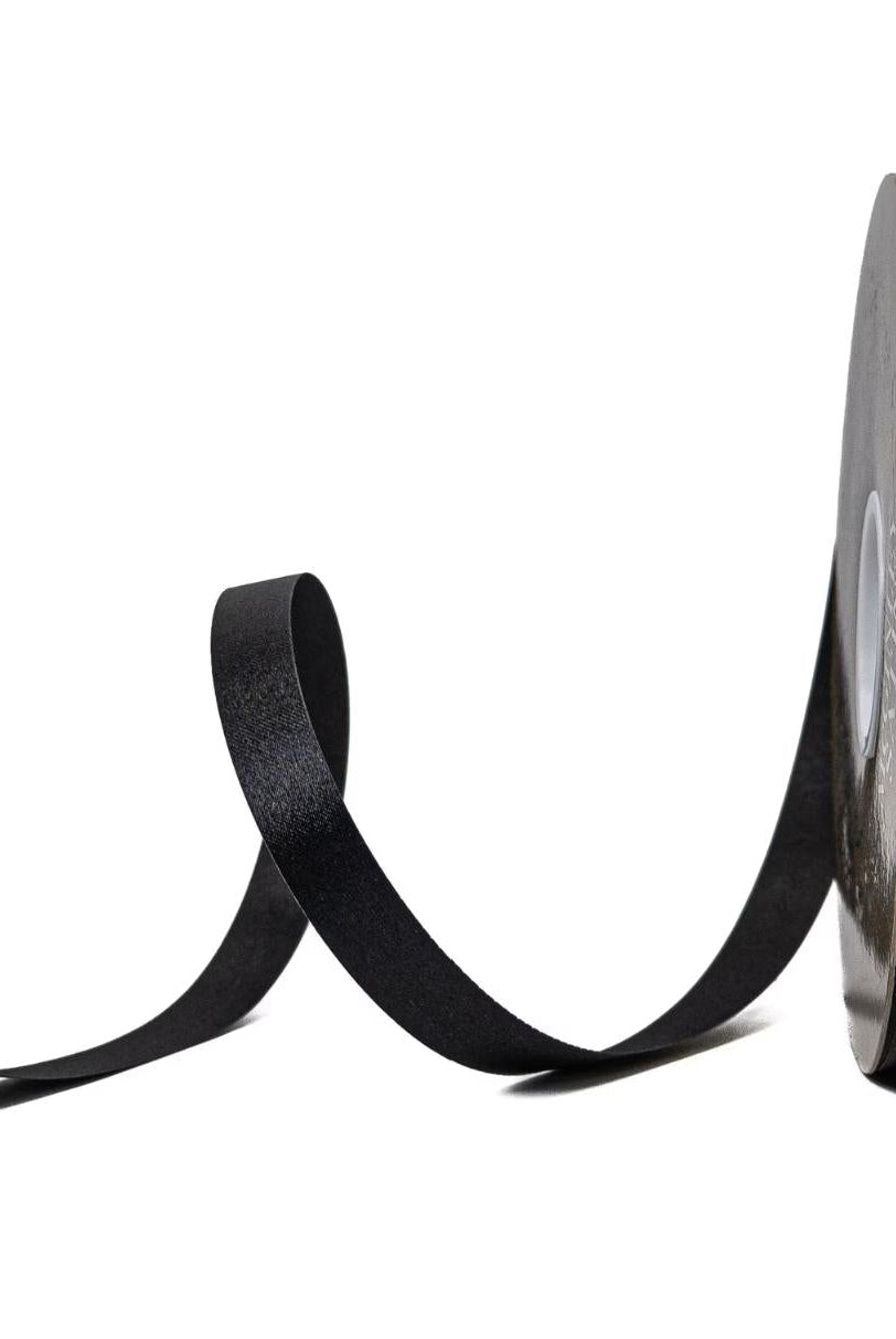 Black satin lustre ribbon spool for homecoming mums