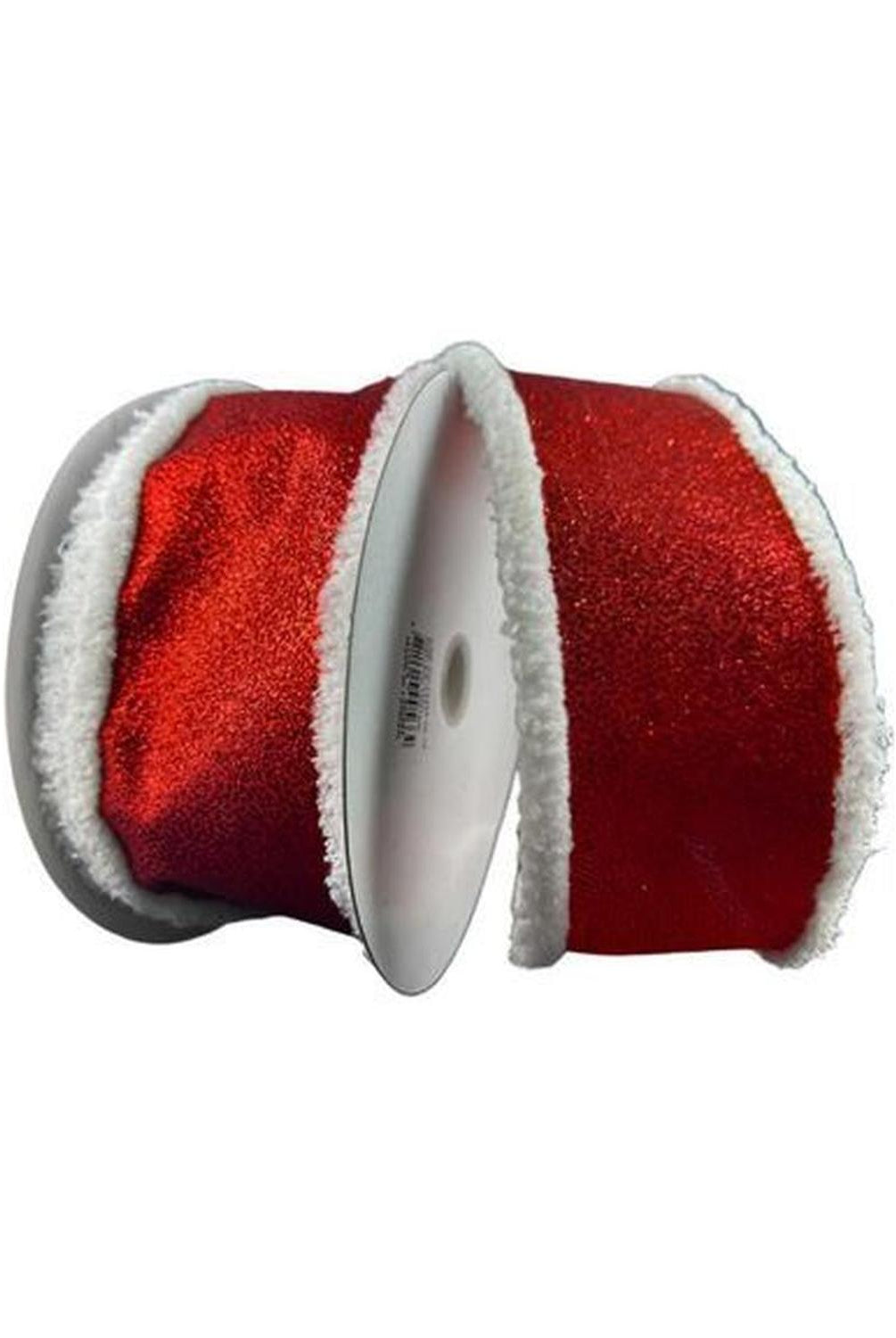 2.5" Snow Edge Satin Glitter Ribbon: Red (10 Yards)