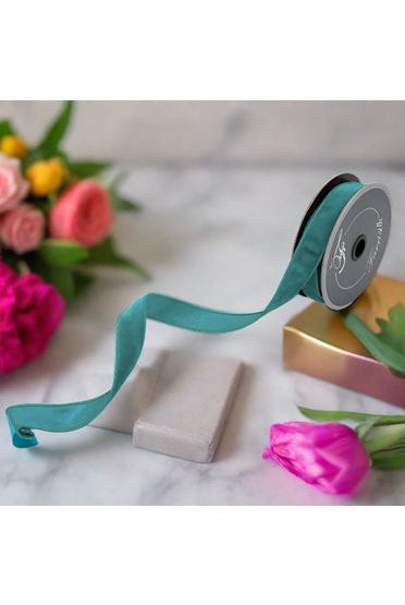 .75" Velvet Luster Ribbon: Teal (10 Yards) - Michelle's aDOORable Creations - Wired Edge Ribbon