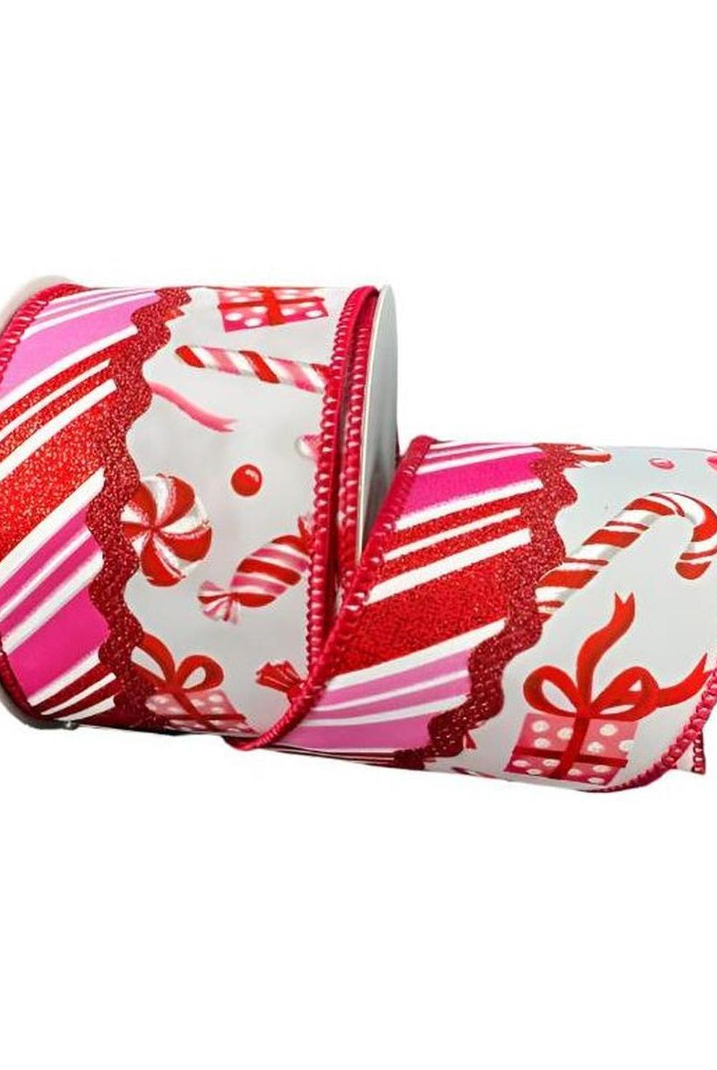 2.5" Glitter Loopy Ric Rac Ribbon: Red, Pink and White