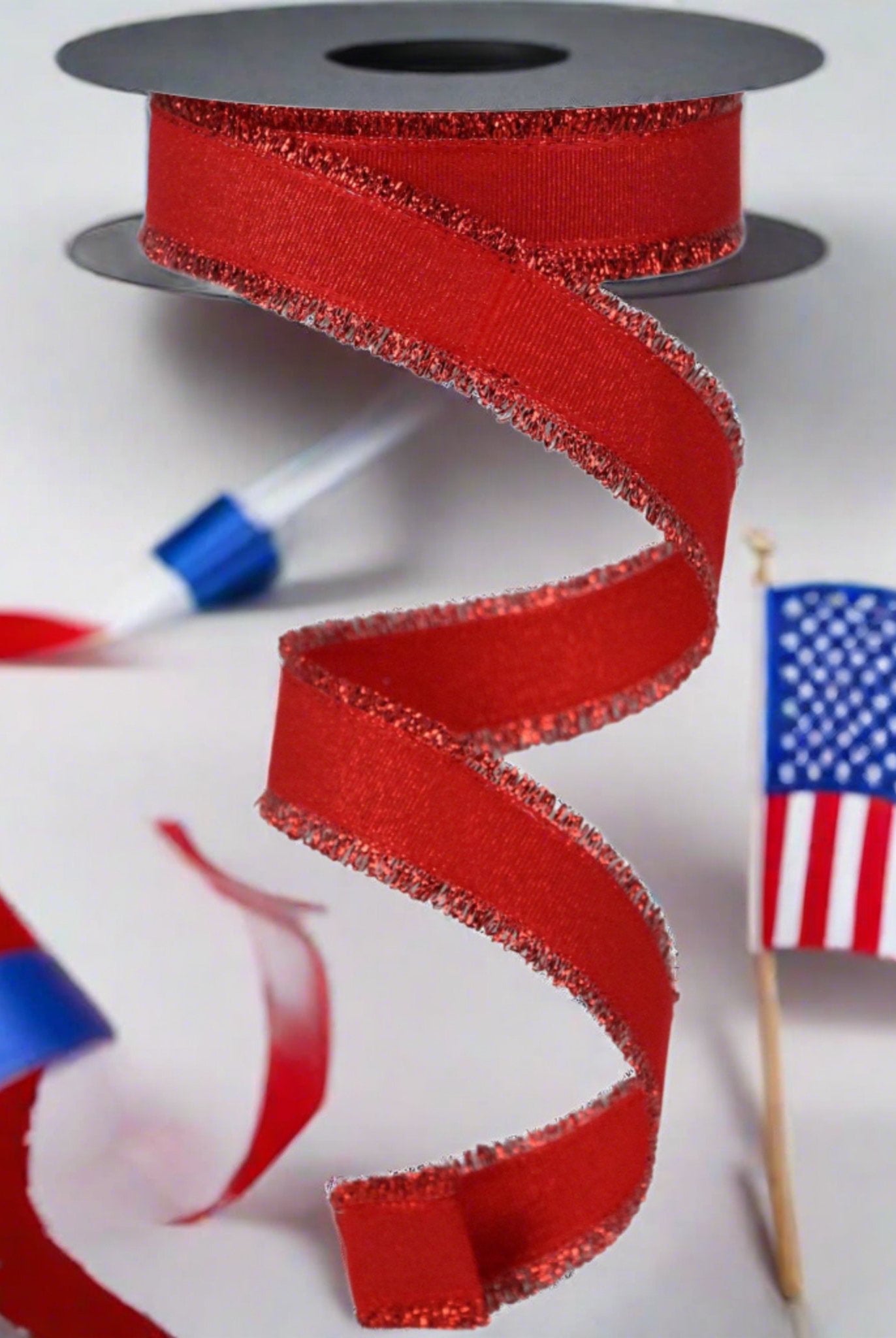 Shop For 7/8" Fuzzy Edge Ribbon: Red (10 Yards) at Michelle's aDOORable Creations