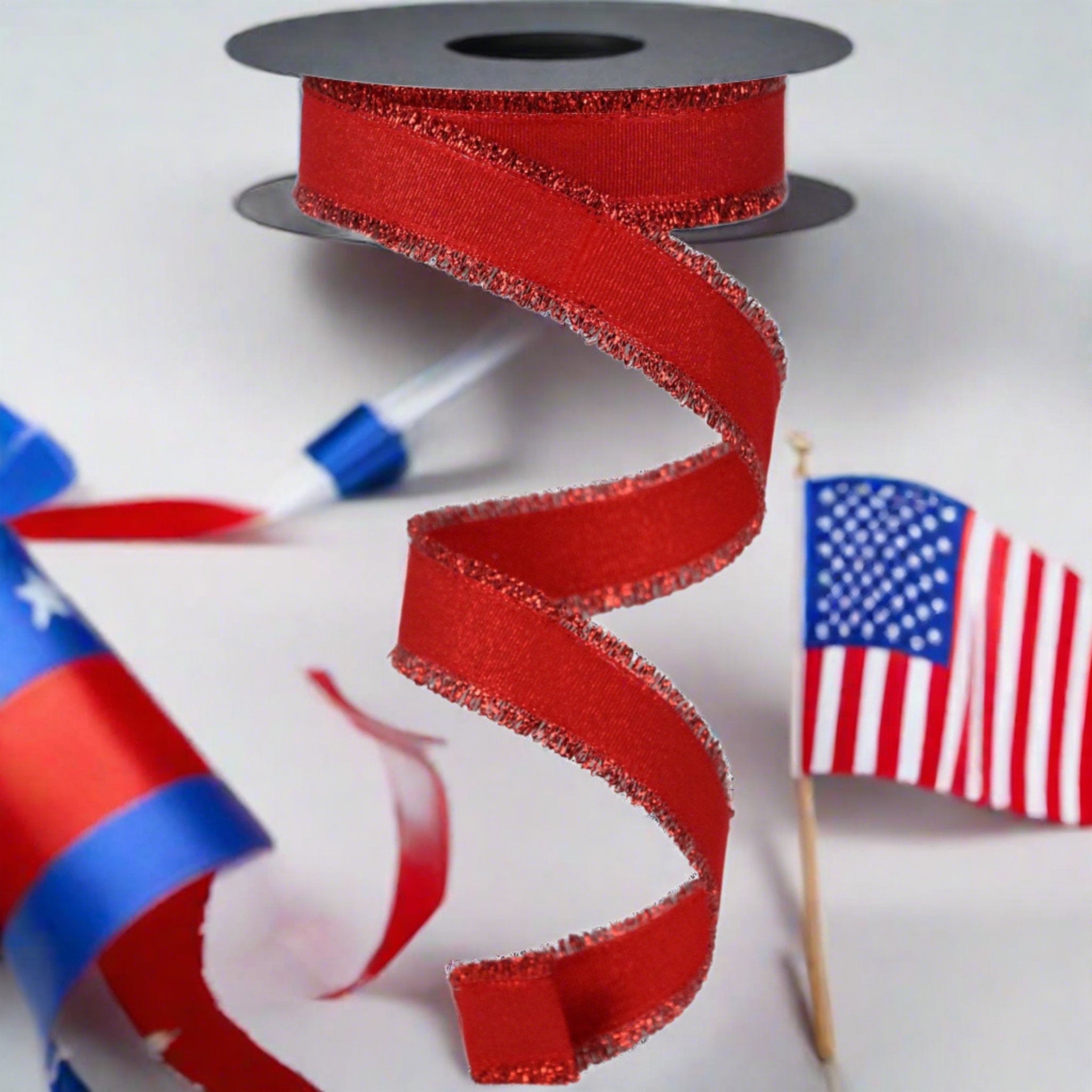 Shop For 7/8" Fuzzy Edge Ribbon: Red (10 Yards) at Michelle's aDOORable Creations