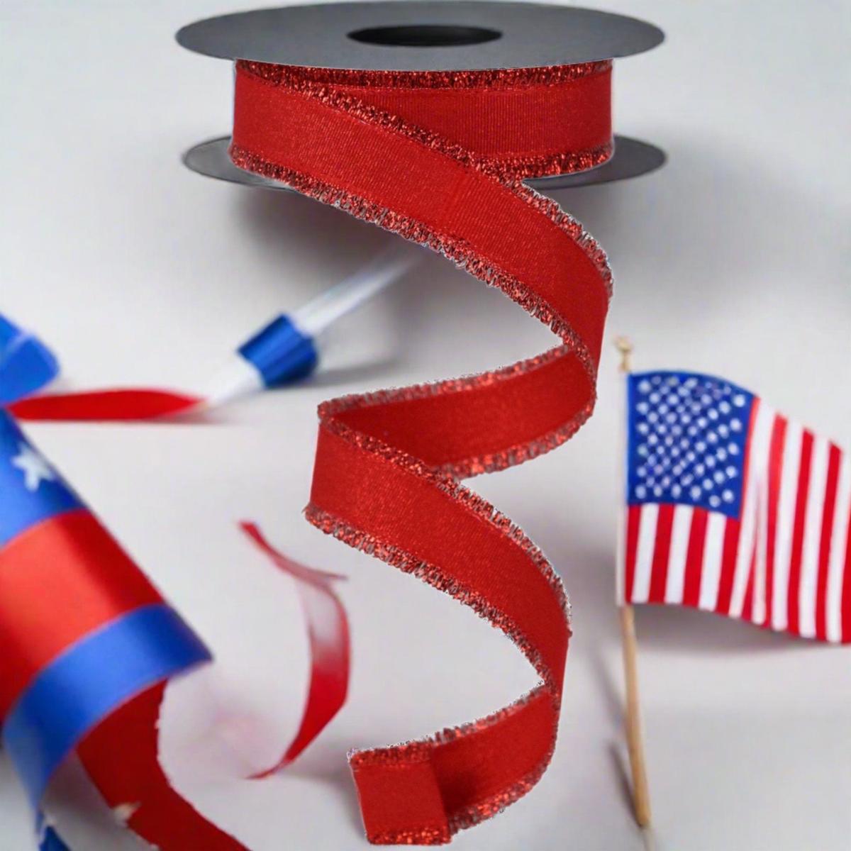 Shop For 7/8" Fuzzy Edge Ribbon: Red (10 Yards) at Michelle's aDOORable Creations