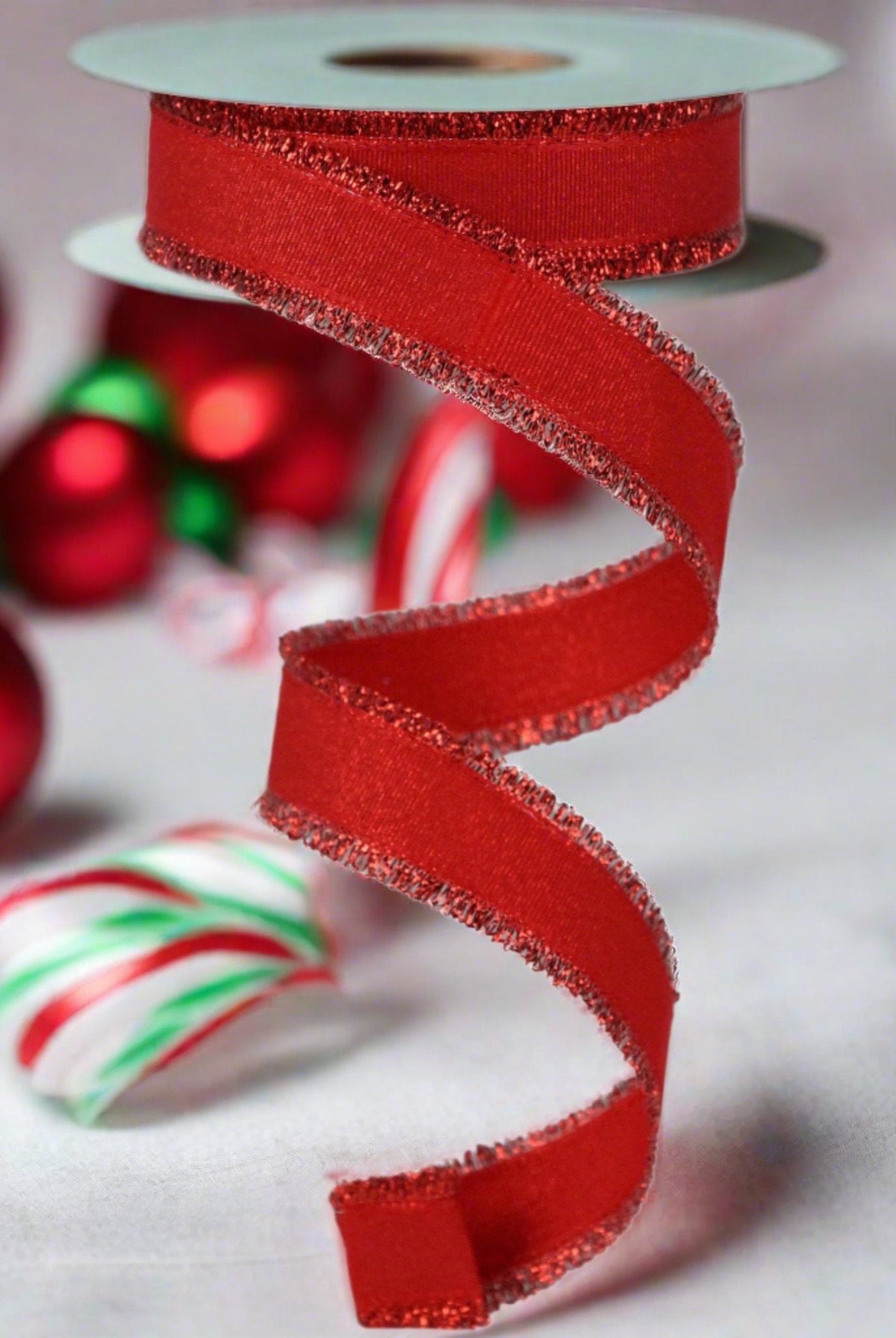 Shop For 7/8" Fuzzy Edge Ribbon: Red (10 Yards) at Michelle's aDOORable Creations