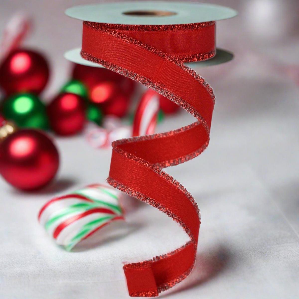 Shop For 7/8" Fuzzy Edge Ribbon: Red (10 Yards) at Michelle's aDOORable Creations