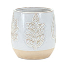 Shop For Two Tone Porcelain Planter with Leaf Design (Set of 2) at Michelle's aDOORable Creations