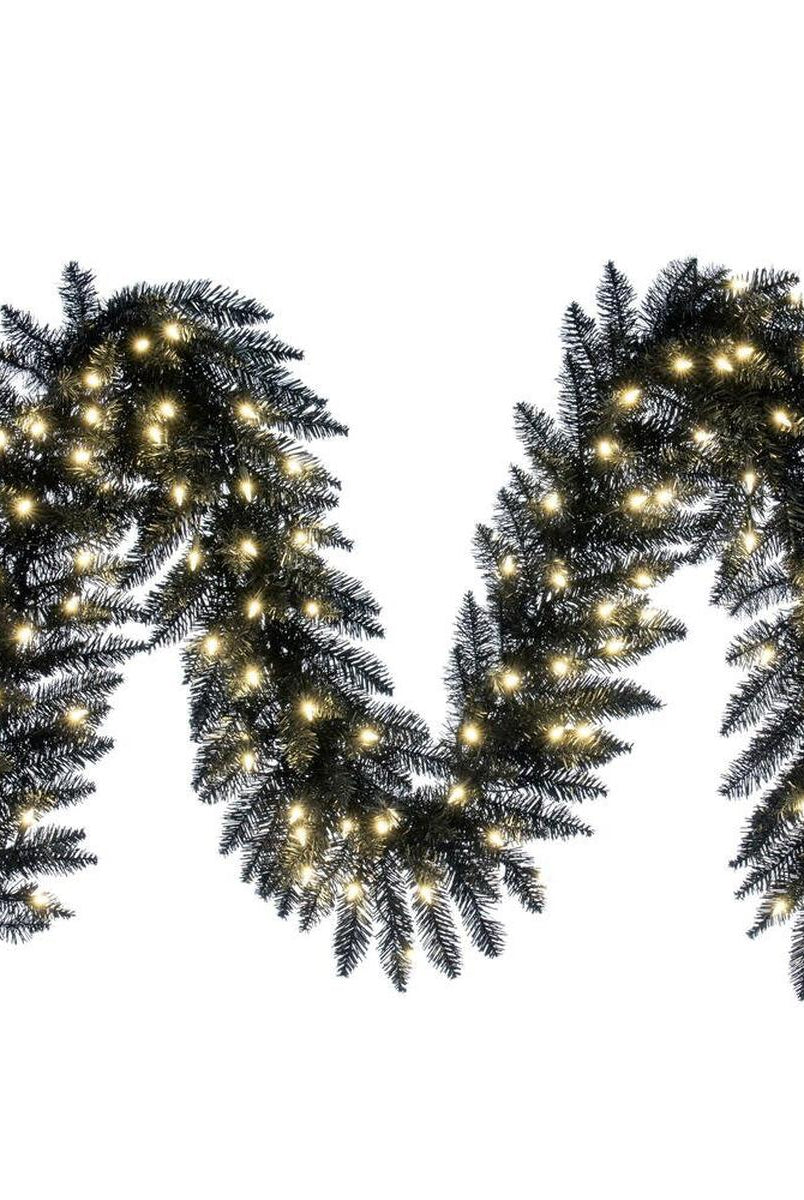Shop For 9' Black Fir Artificial Christmas Garland, Warm White LED Lights at Michelle's aDOORable Creations