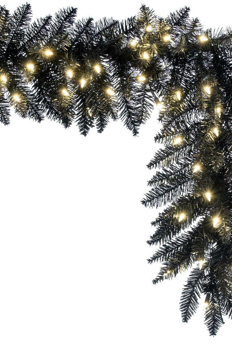Shop For 9' Black Fir Artificial Christmas Garland, Warm White LED Lights at Michelle's aDOORable Creations