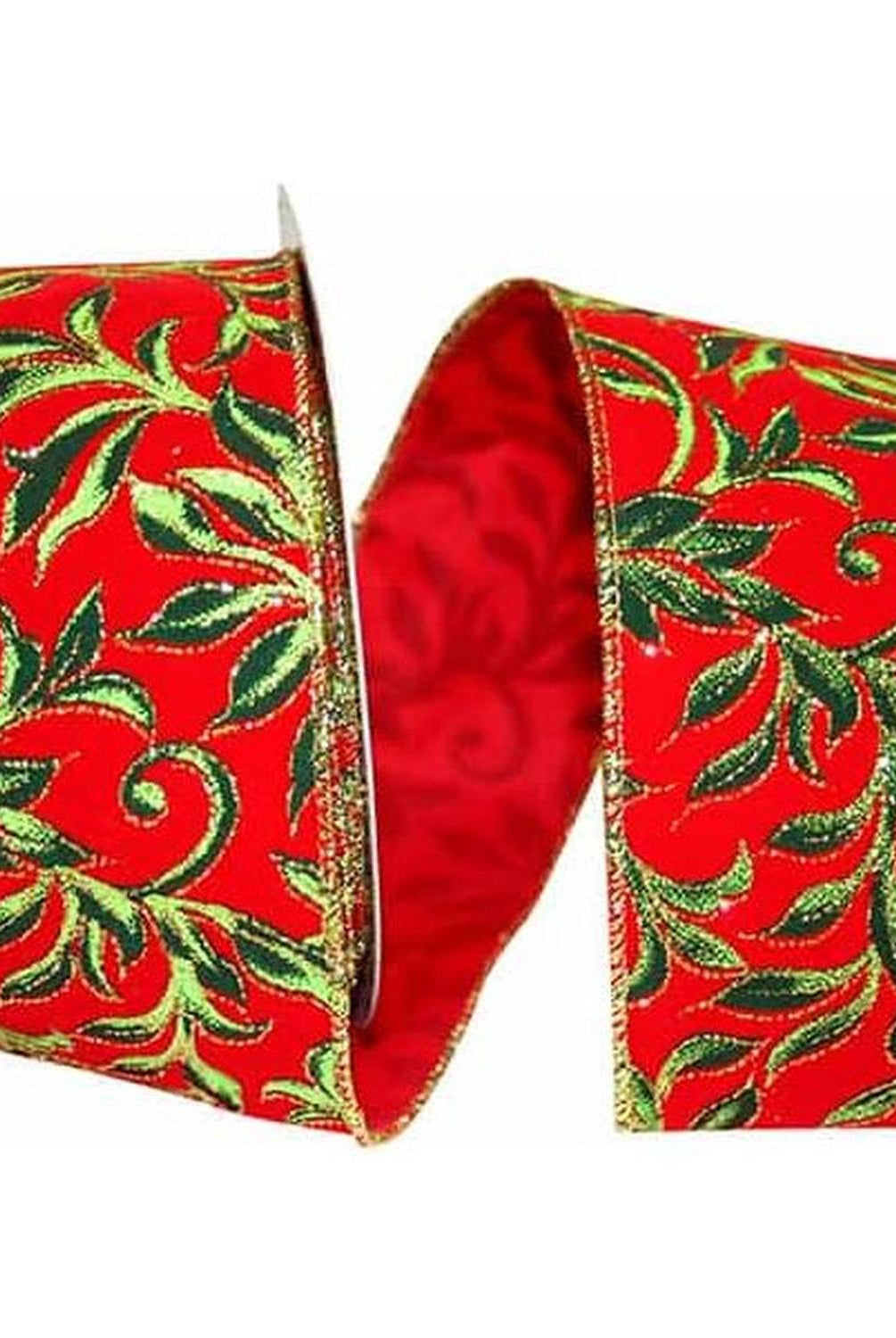 2.5" Exquisite Scroll Holiday Ribbon: Red (10 Yards)