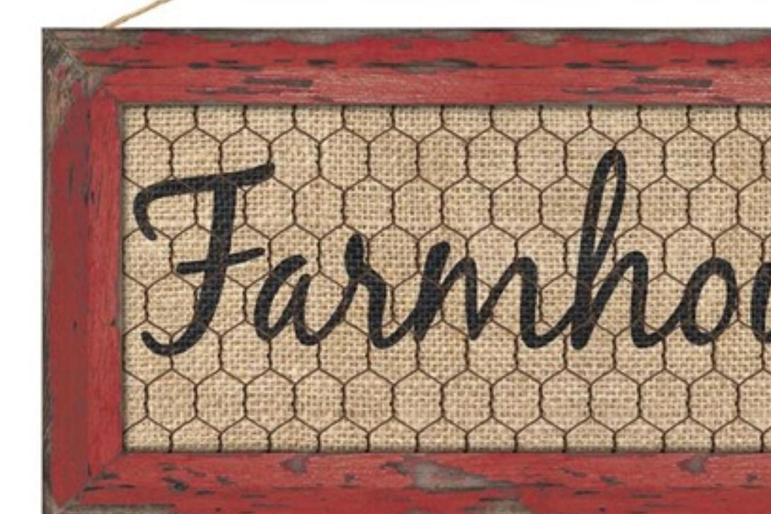 12" Wooden Sign: Farmhouse (Red)