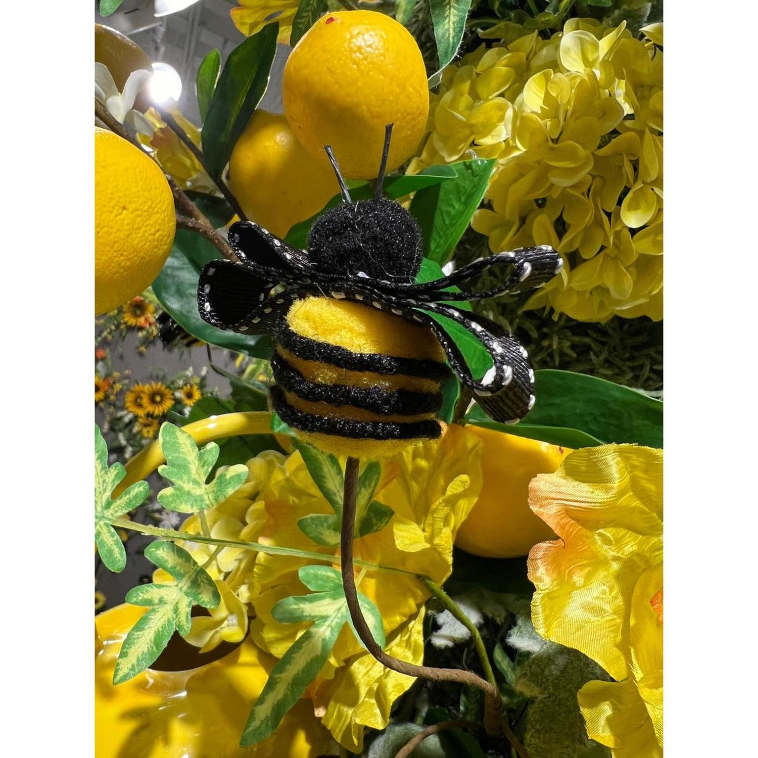 19" Spring Ribbon Bee Pick