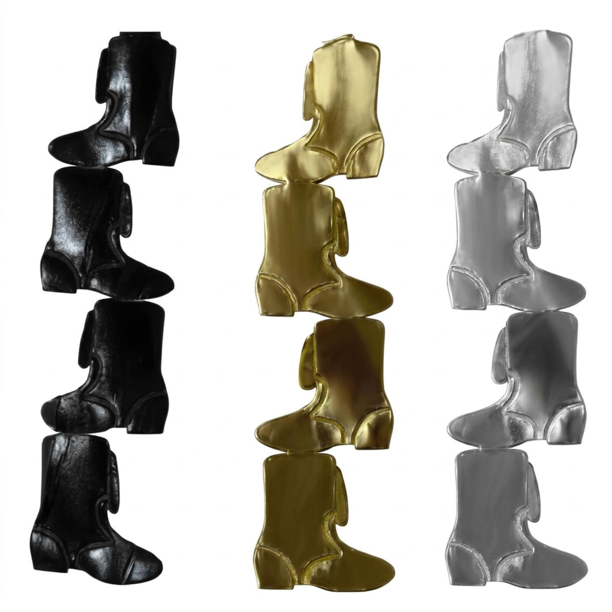 Silver, gold, and black metallic boot ribbon options