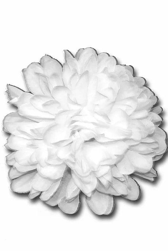 5.5-inch white homecoming mum flower with 16 layers of realistic, densely textured petals for floral arrangements.