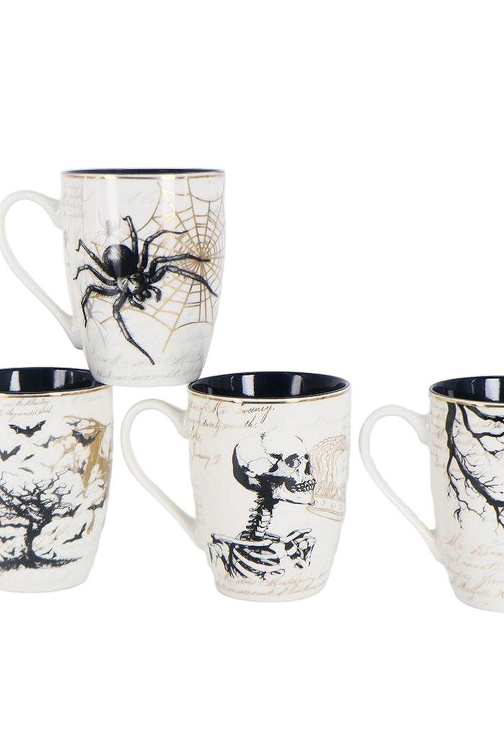 Elegant Halloween Goth Set of 4 Ceramic Mugs