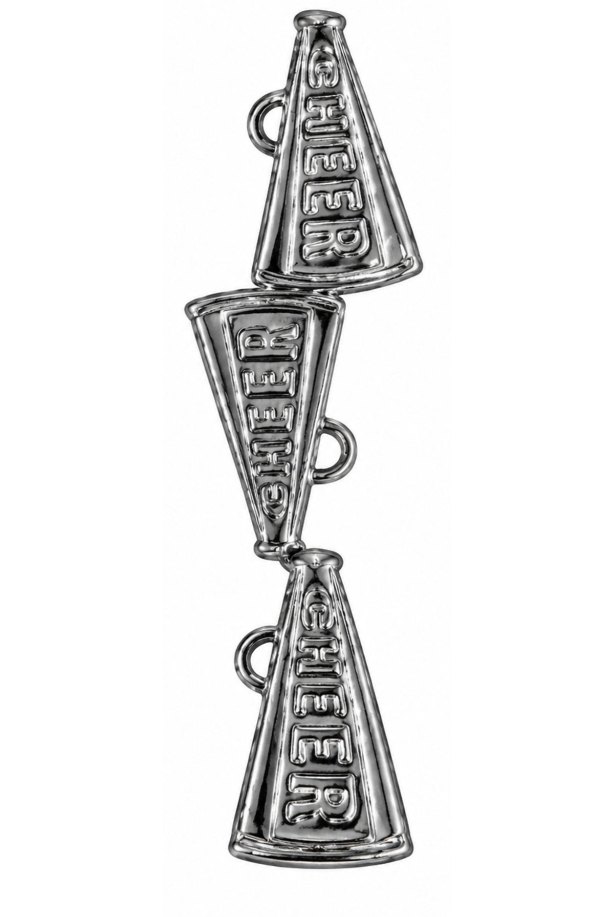 Silver metallic vinyl cheer megaphone garland streamer