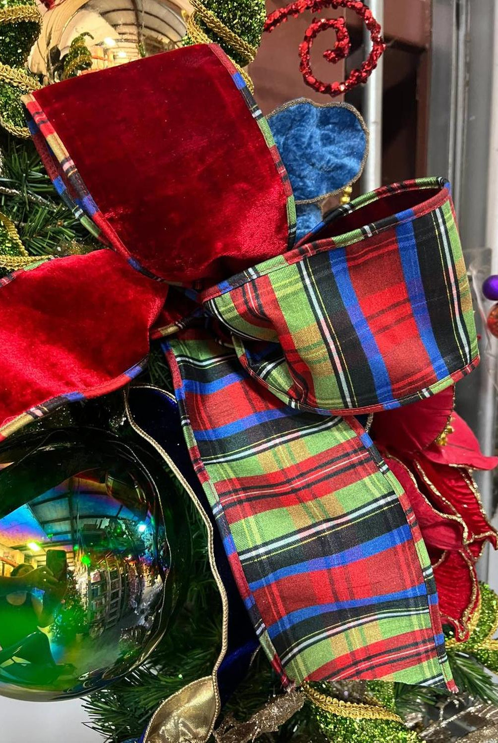 4" Sheldon Plaid Ribbon: Red (5 Yards)