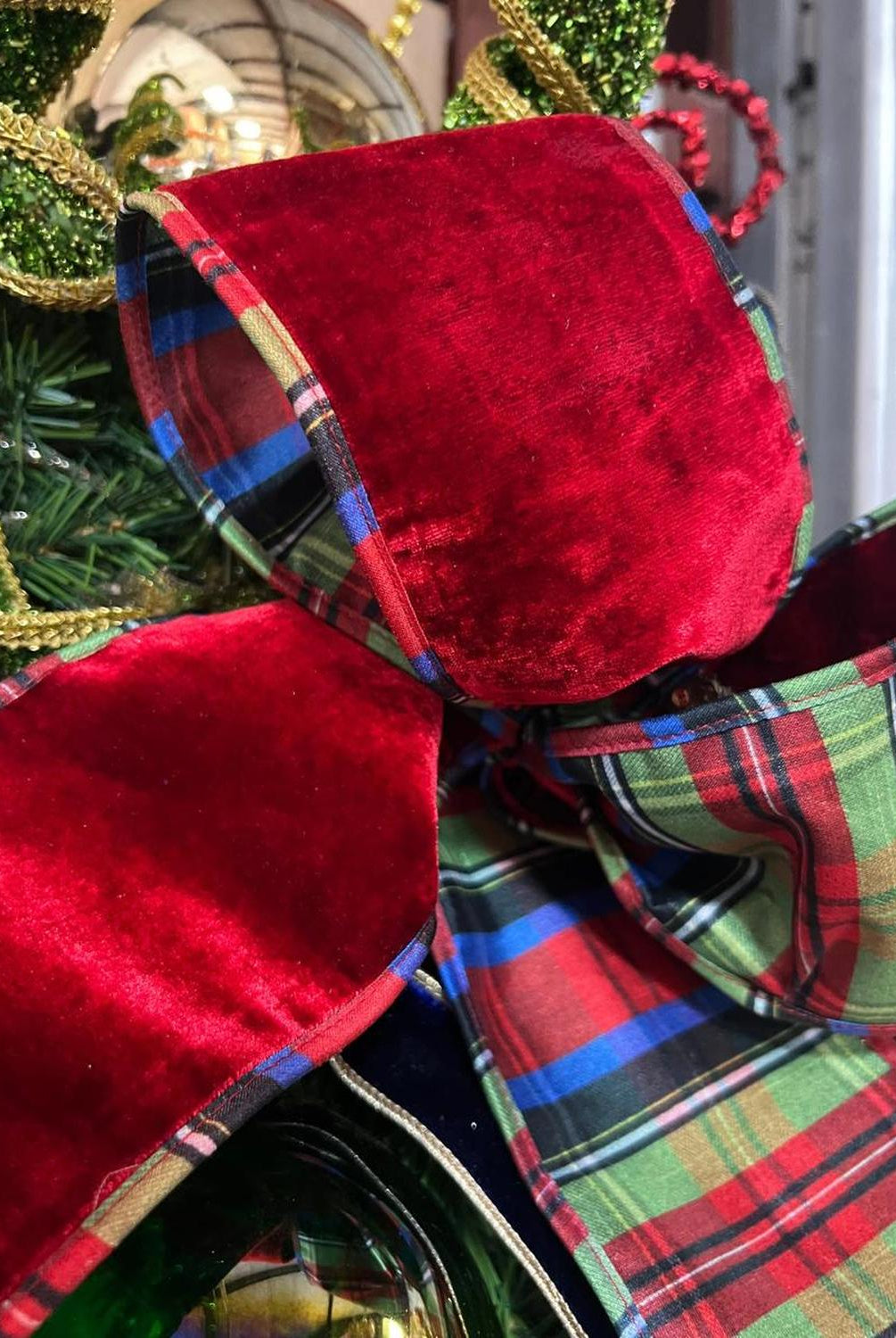 4" Sheldon Plaid Ribbon: Red (5 Yards)