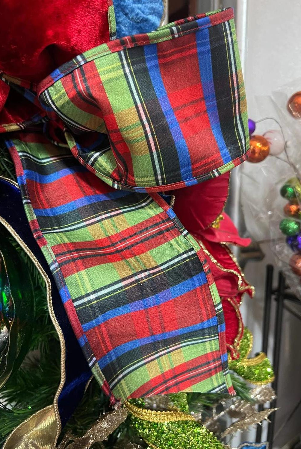 4" Sheldon Plaid Ribbon: Red (5 Yards)