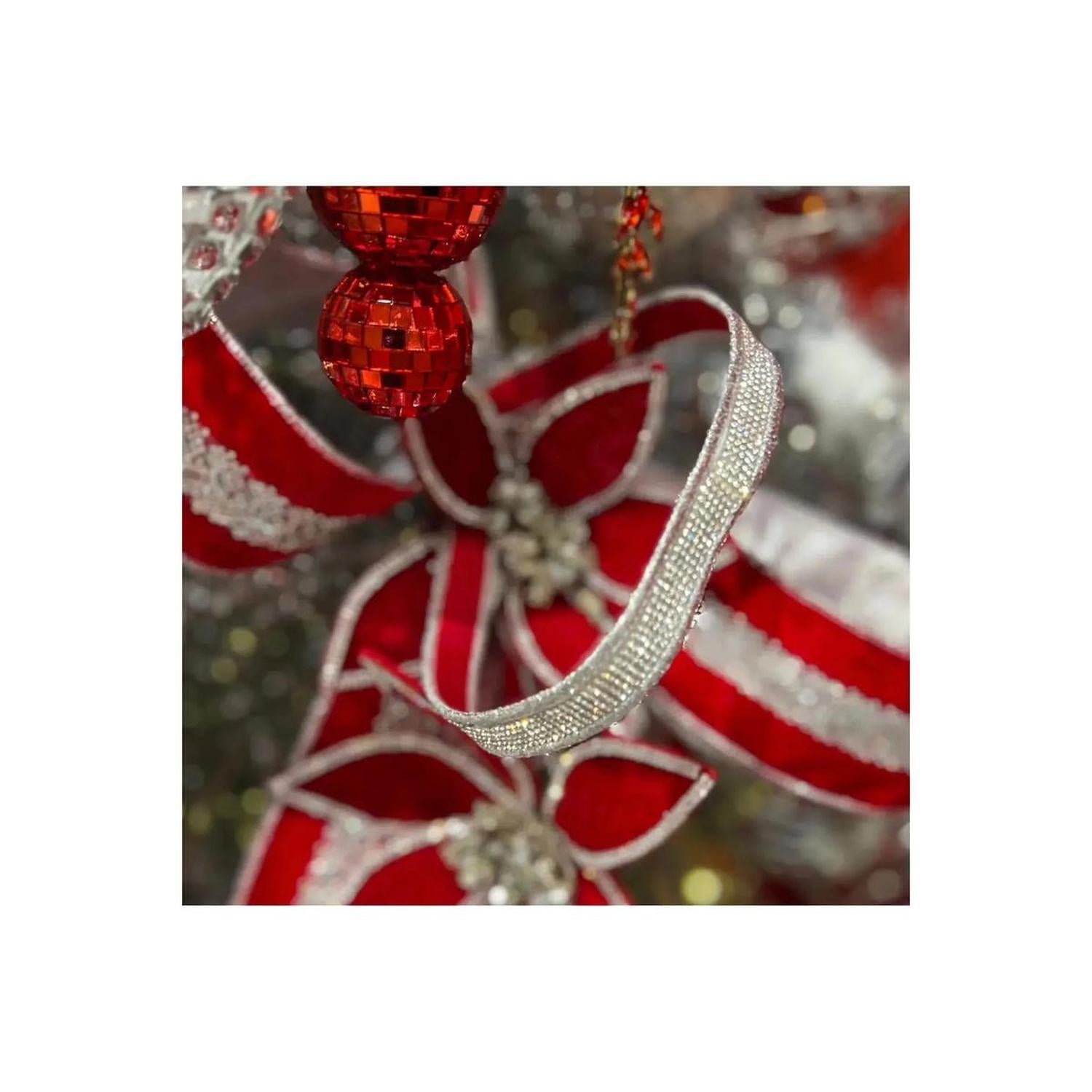 Shop For 1" Luxury Velvet Jeweled Ribbon: Silver (5 Yards) at Michelle's aDOORable Creations