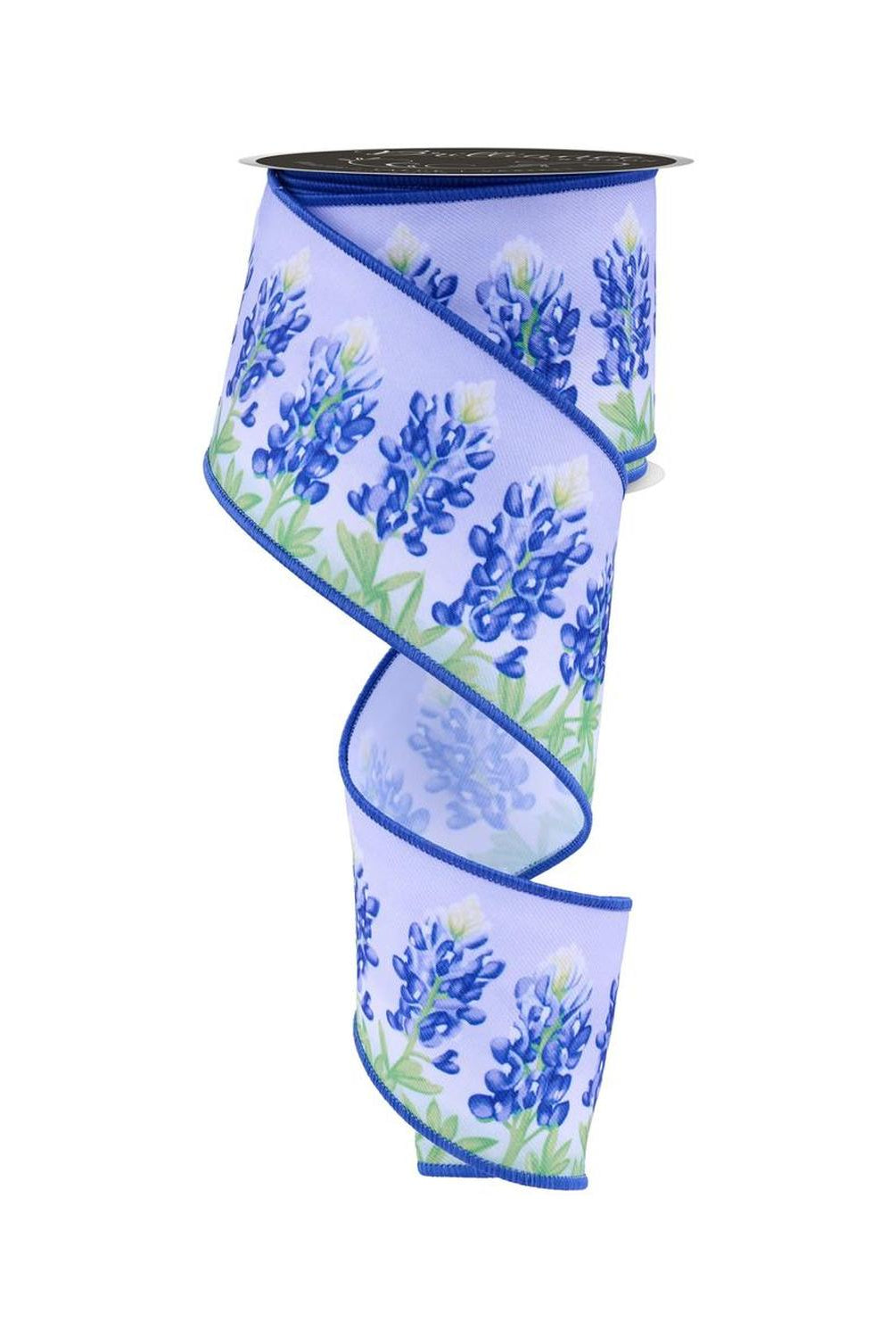 2.5" LS Bluebonnets Ribbon: White (10 Yards)