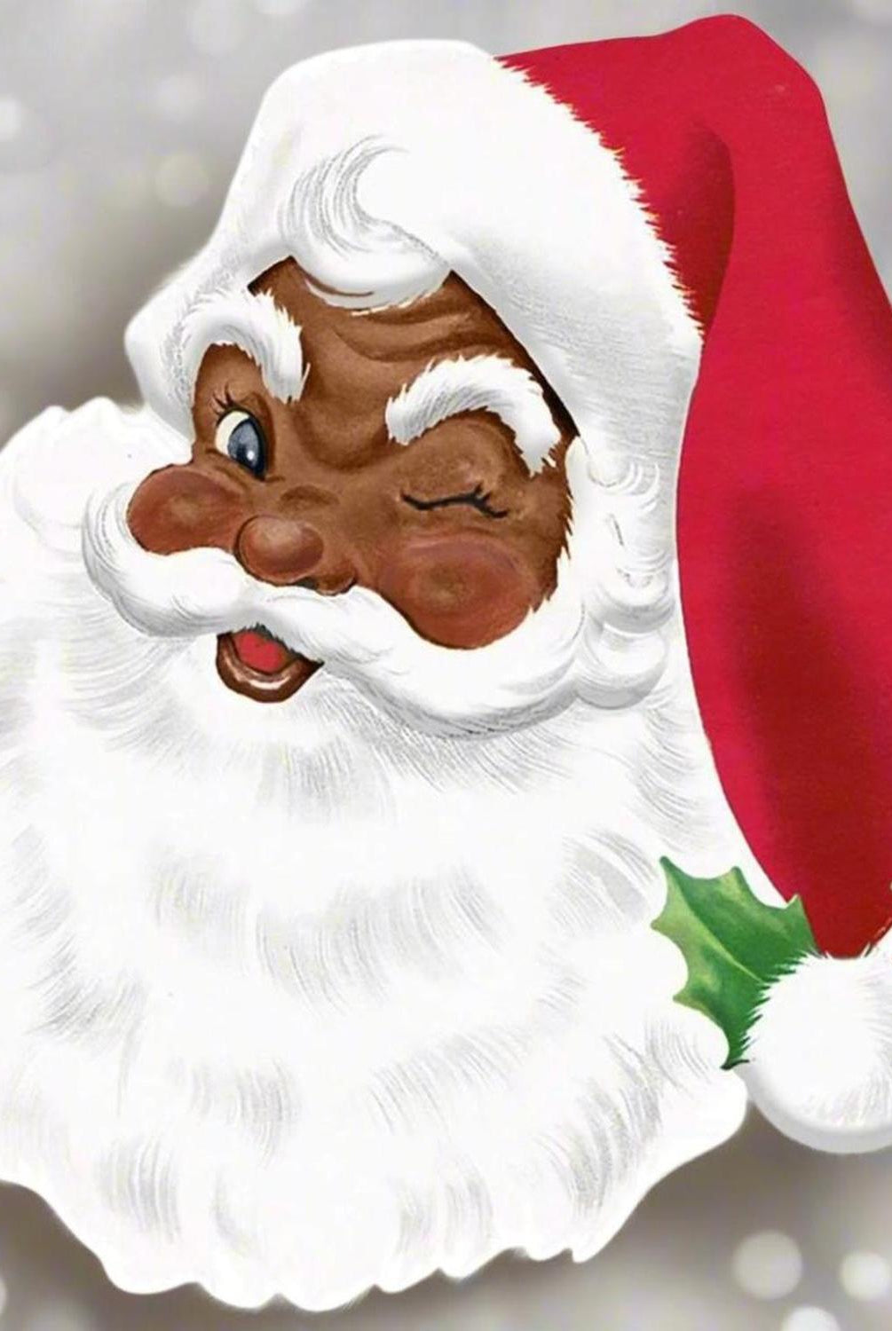 12" Metal Embossed African Santa Face