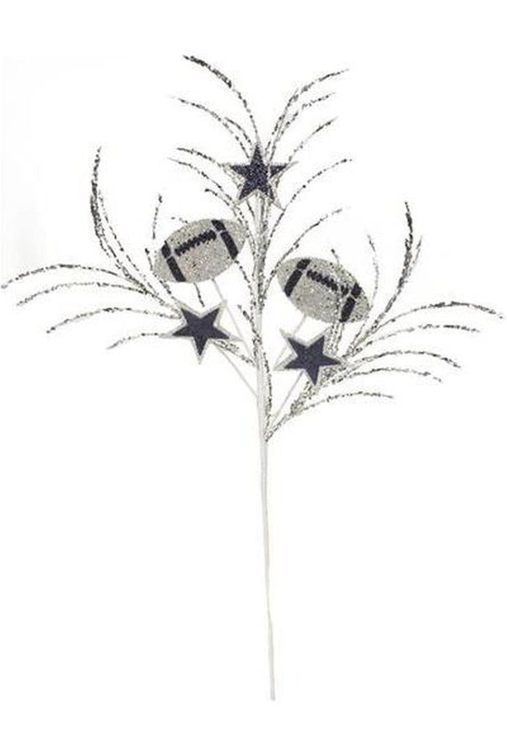 29" Glitter Star and Football Pick: Navy Blue & Silver