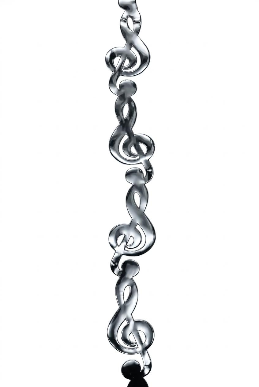 Shiny silver metallic music note ribbon for garters