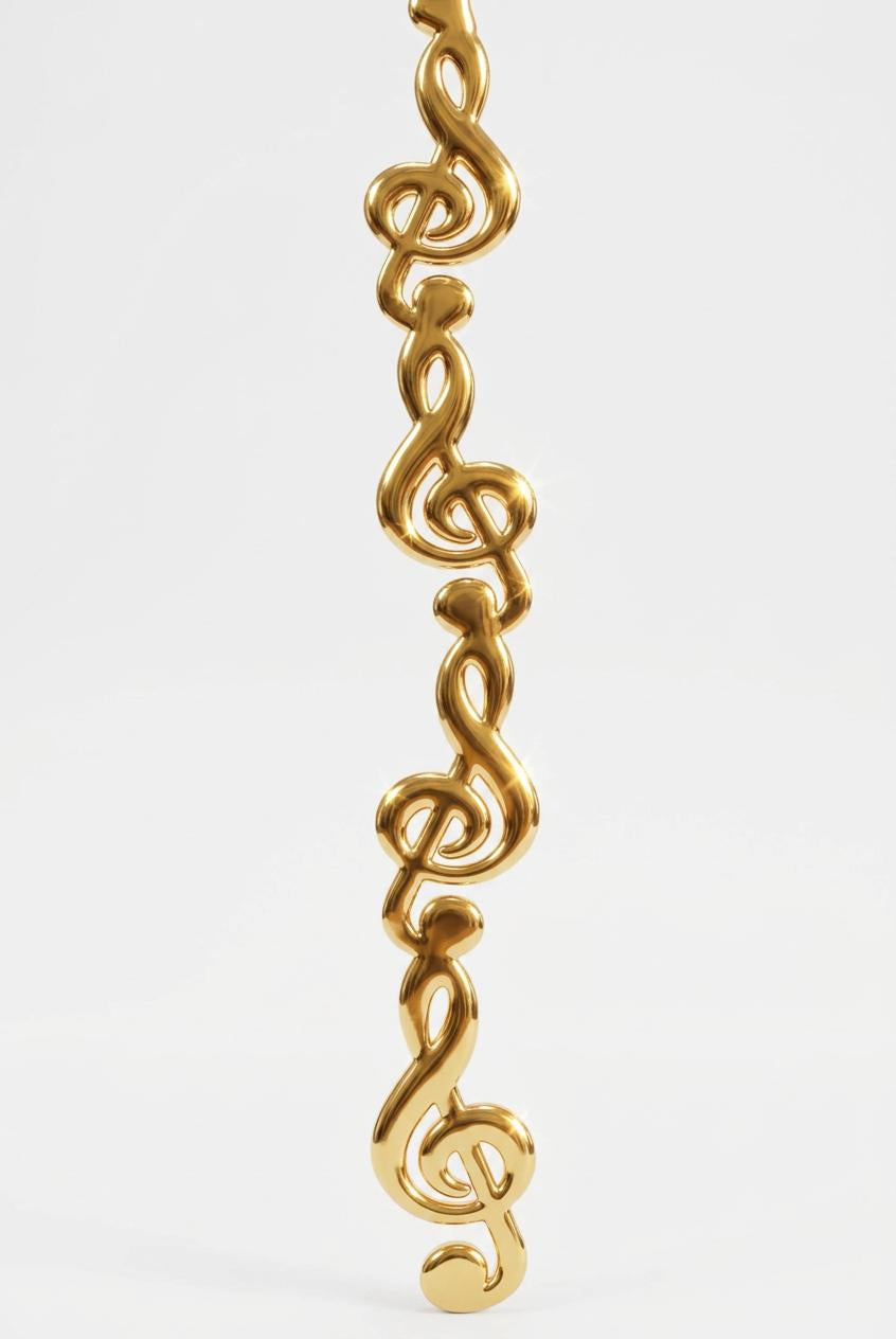 Metallic gold vinyl music note garland for homecoming mums