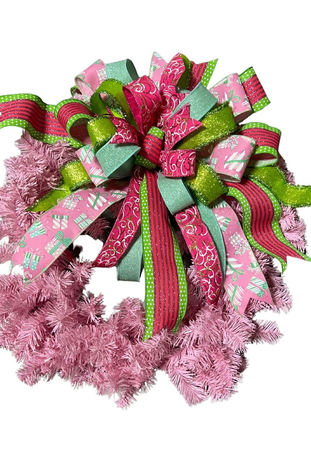 24" Pine Wreath With Bow: Pink