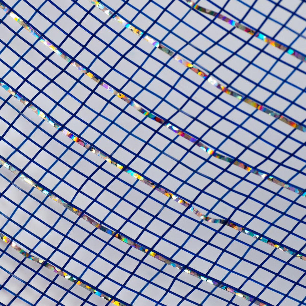 Shop For 10" Poly Deco Mesh Ribbon: Metallic Navy Blue & Silver (10 Yards) at Michelle's aDOORable Creations