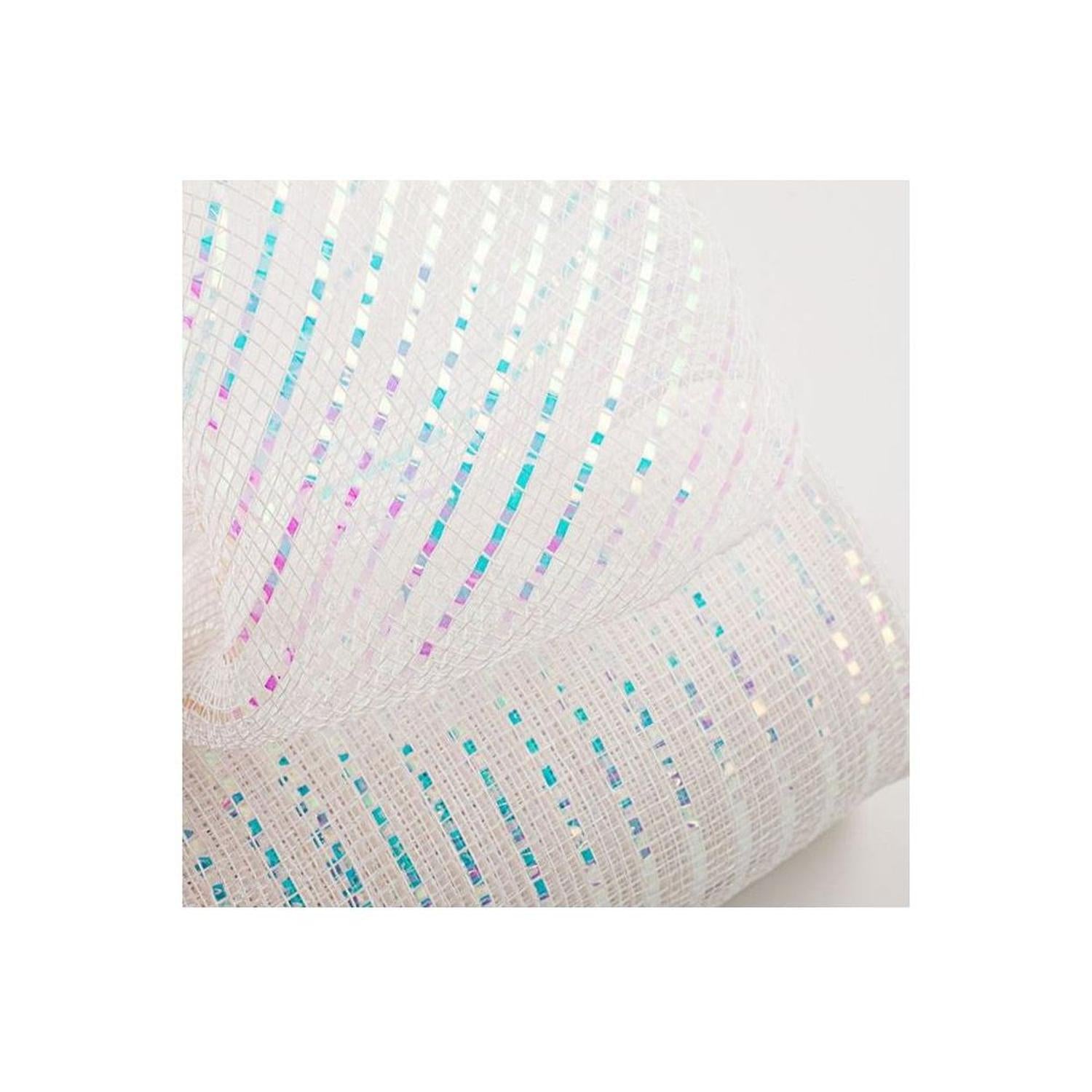 10" Iridescent Foil Mesh Ribbon: White (10 Yards)